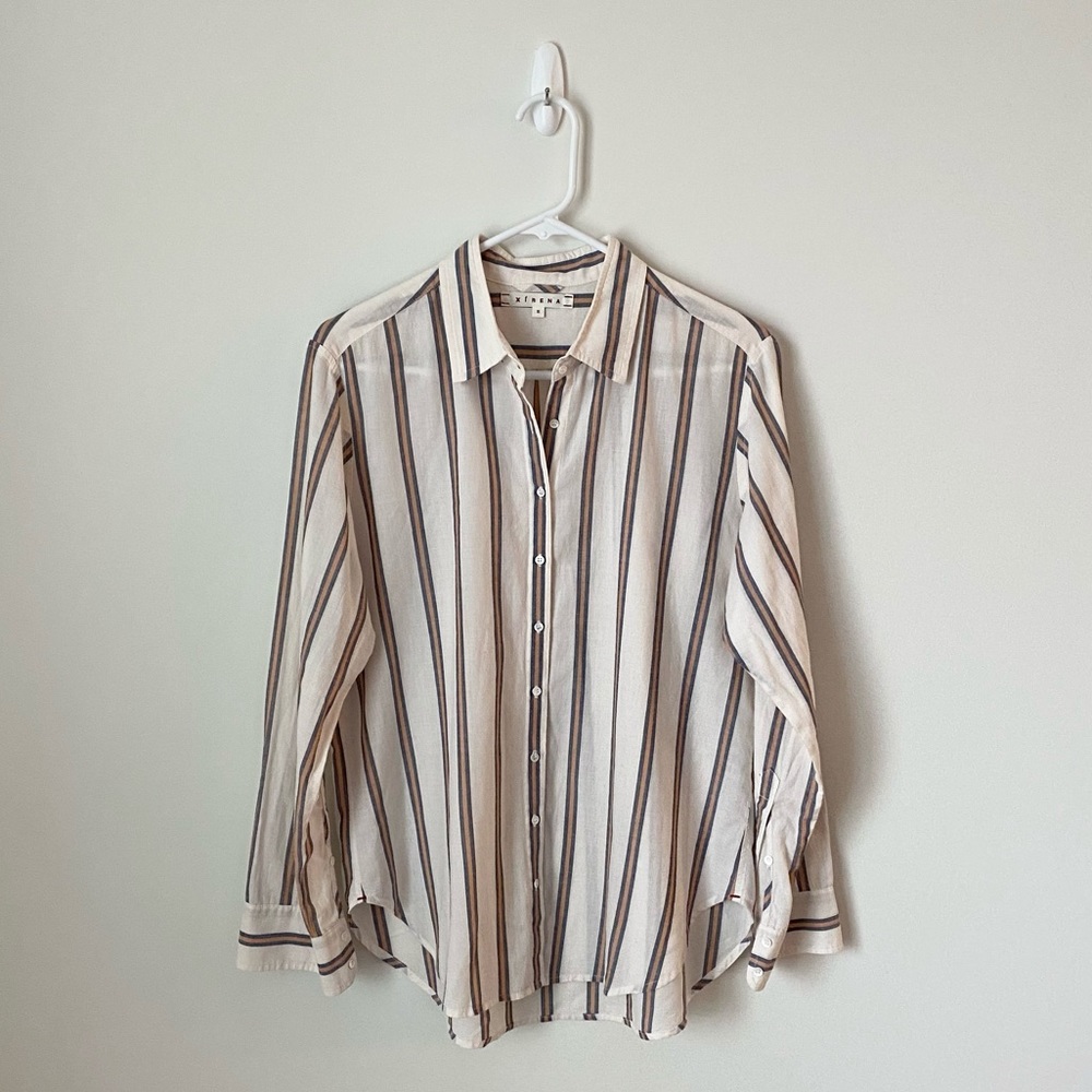 Xirena Striped Cotton Button Down Shirt